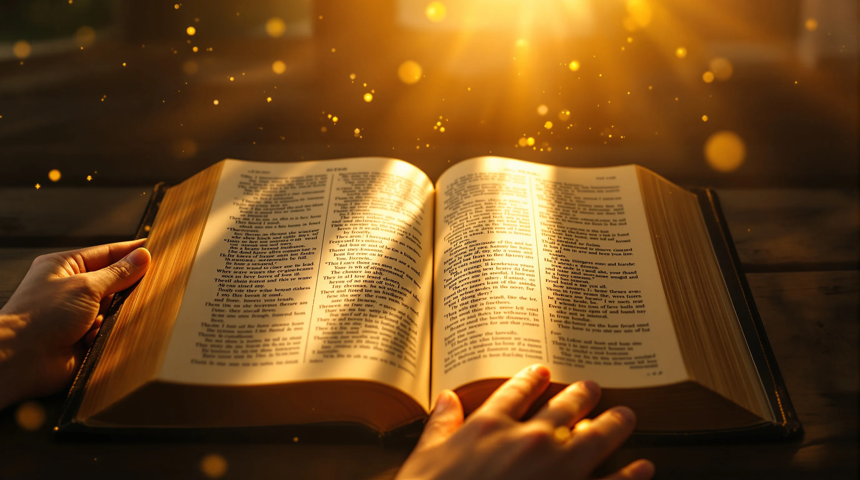 Open Bible with hands reaching out, symbolizing the Golden Rule in Matthew 7:12